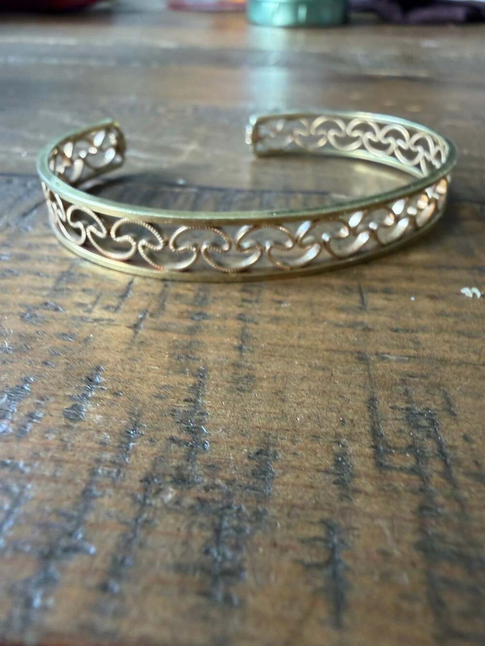 Gold-Tone Filigree Scroll Cuff Bracelet